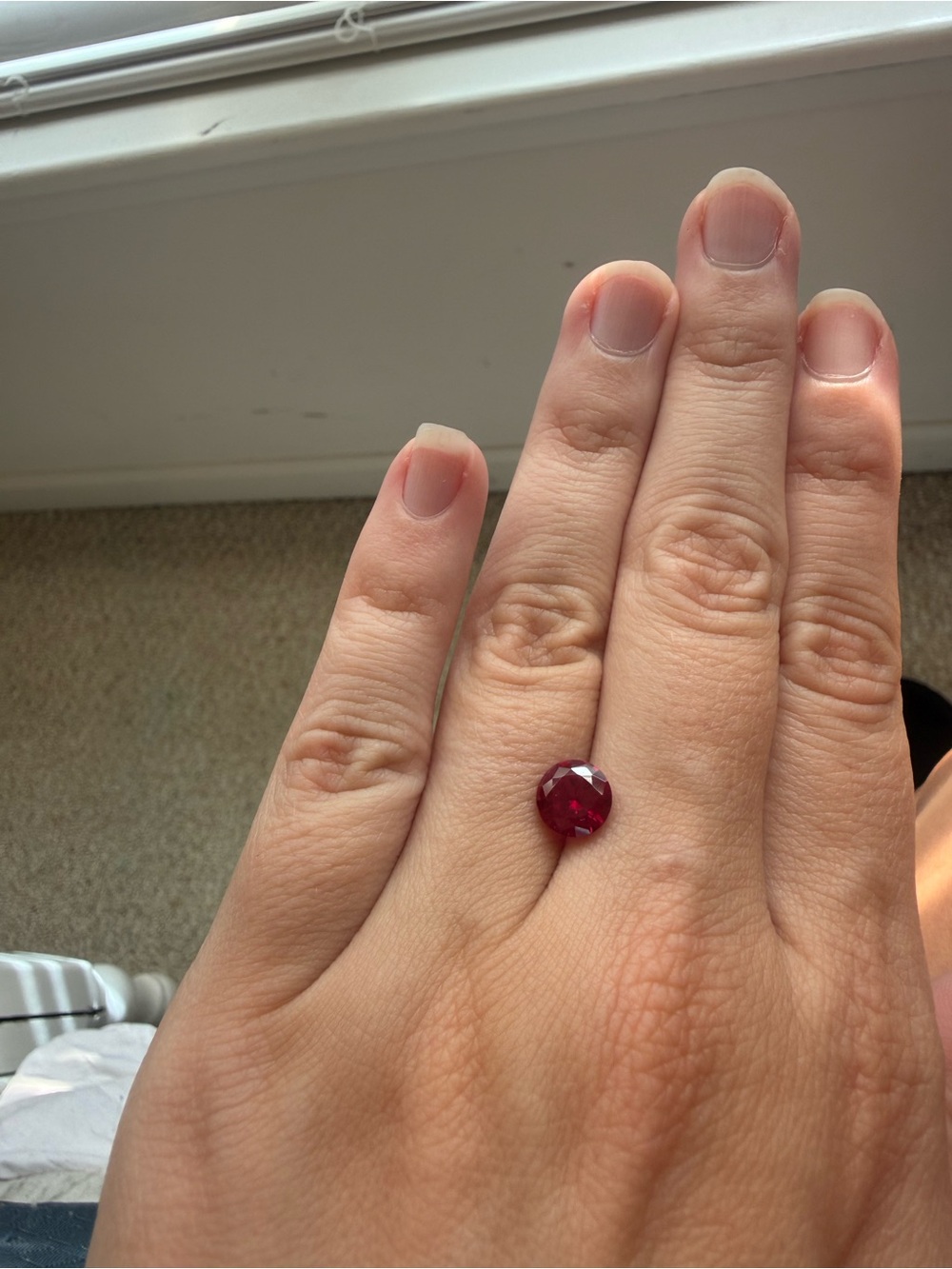 Lab grown red ruby gemstone